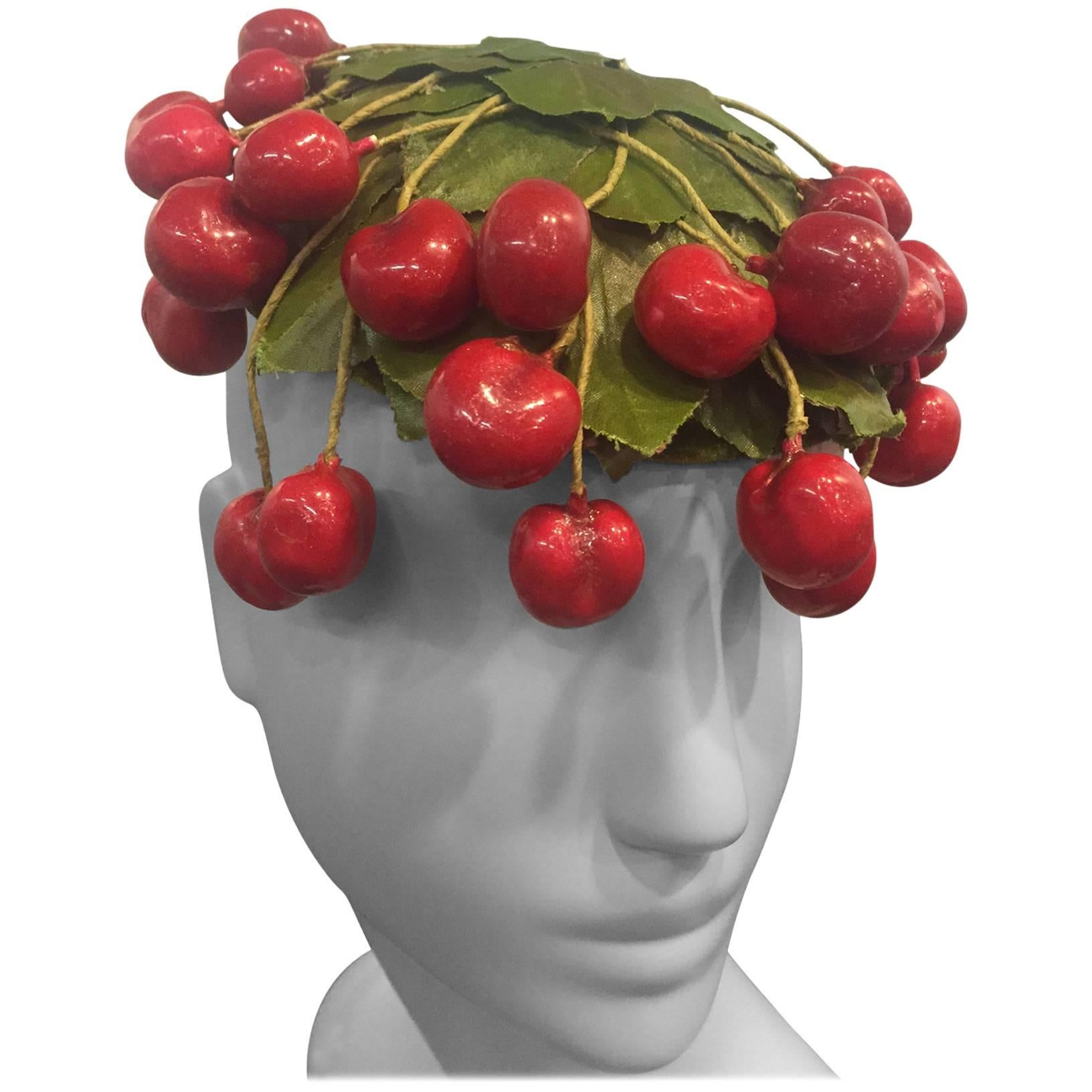 1950s Arthur Rubin Whimsical Cherry Hat