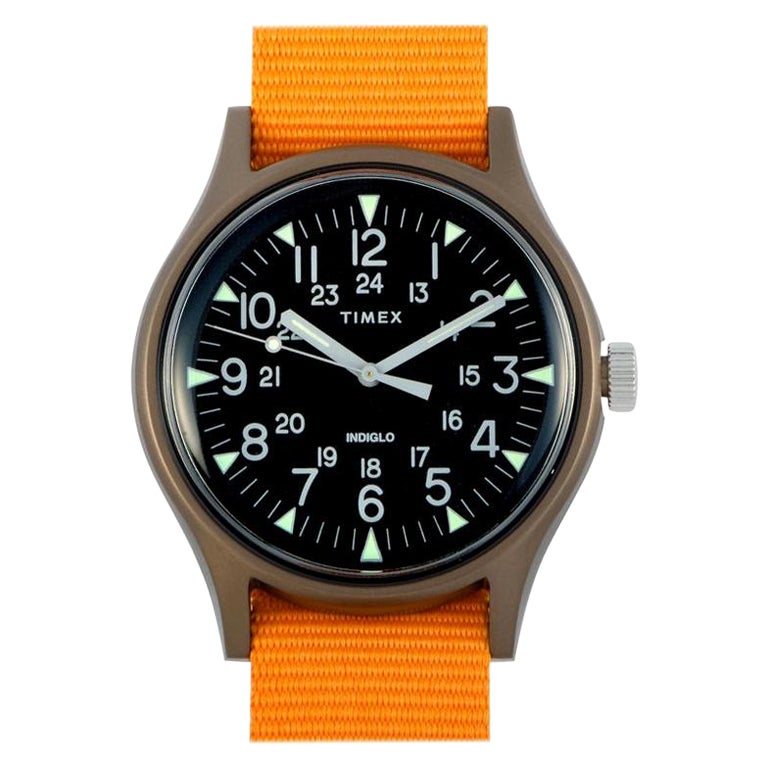 Timex MK1 Aluminum Orange Fabric Strap Watch TW2T10200 For Sale