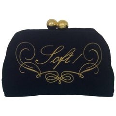 Moschino 1990s Redwall Black and Gold "Soft!" Clutch