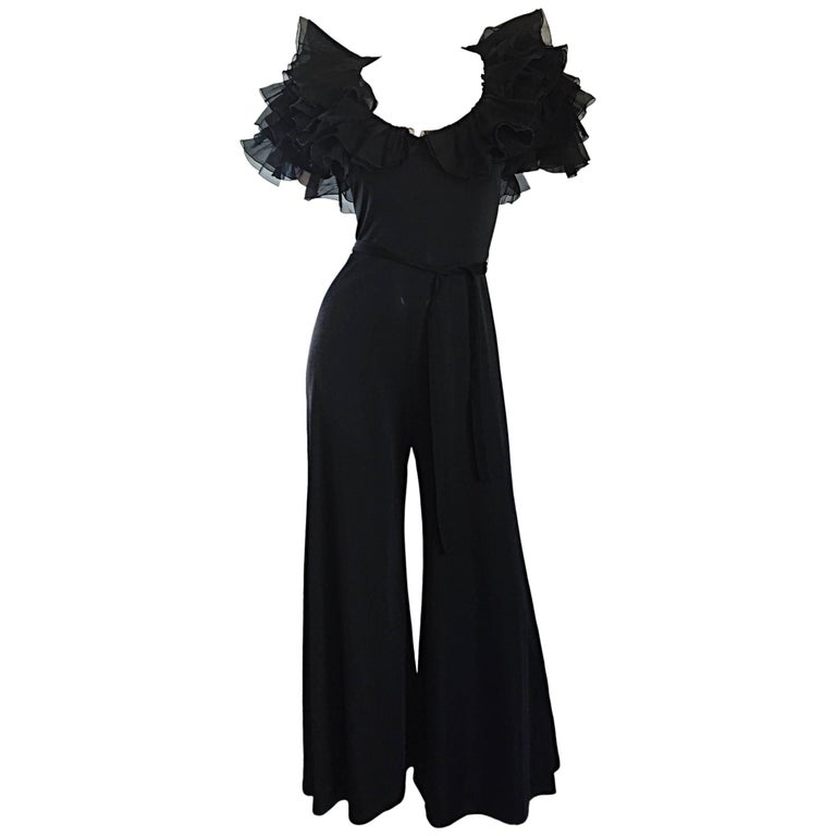 Silky Knit Wide Leg Jumpsuit With Chiffon Sleeves 760 main image 1