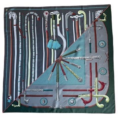 Hermes Anthracite/ Vert/ Quetsche Cannes Et Cannes Scarf 90cm Silk Scarf