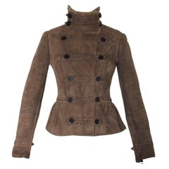 Burberry Prorsum Brown Suede Shearling Motorcycle Jacket