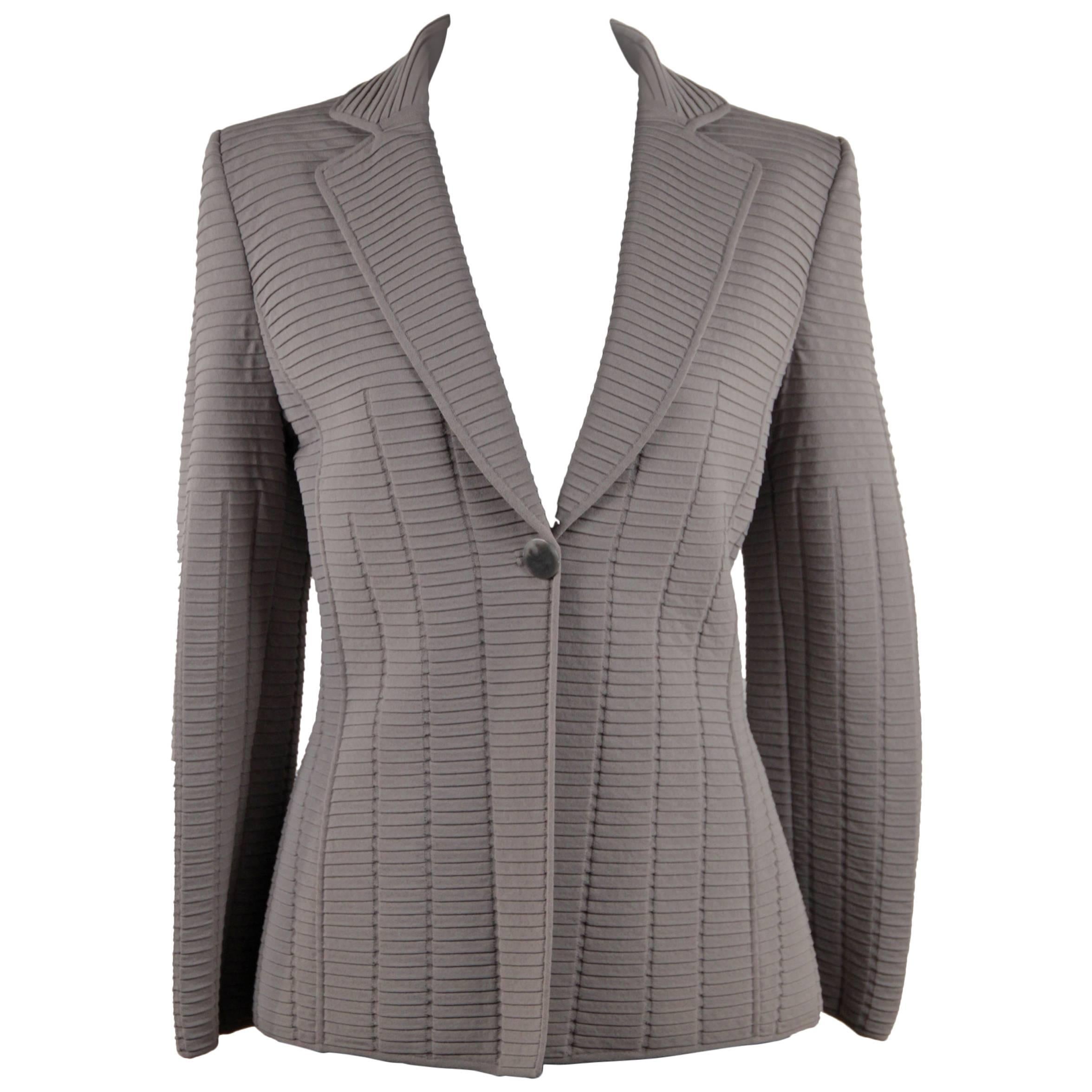 GIORGIO ARMANI BLACK LABEL Gray TEXTURED BLAZER Jacket SIZE 40 IT