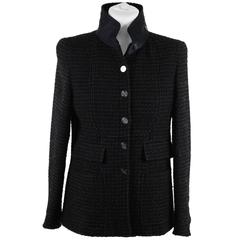 CHANEL Blue Wool Blend JACKET w/ Removable Collar SIZE 36