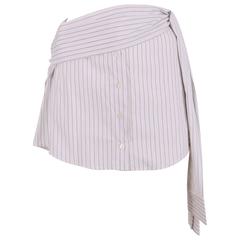 Dolce and Gabbana White and Blue Pinstripe Shirt Skirt with Faux Sleeve Wrap