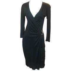 Gucci Black Stretch 3/4 Sleeve Dress with Front Wrap 
Clasp - S