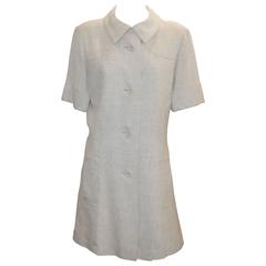 Nina Ricci for Bonwit Teller Ivory Linen Short Sleeve Dress - 6 - 1980's