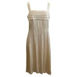 Chanel Ivory Silk Pleated Flapper Inspired Dress - 40 - 05P