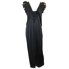 Chanel Navy Silk Gown with Black Bows - 42 - 09C