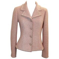 Chanel Ivory & Coral Cashmere Tweed Jacket - 36 - 01A