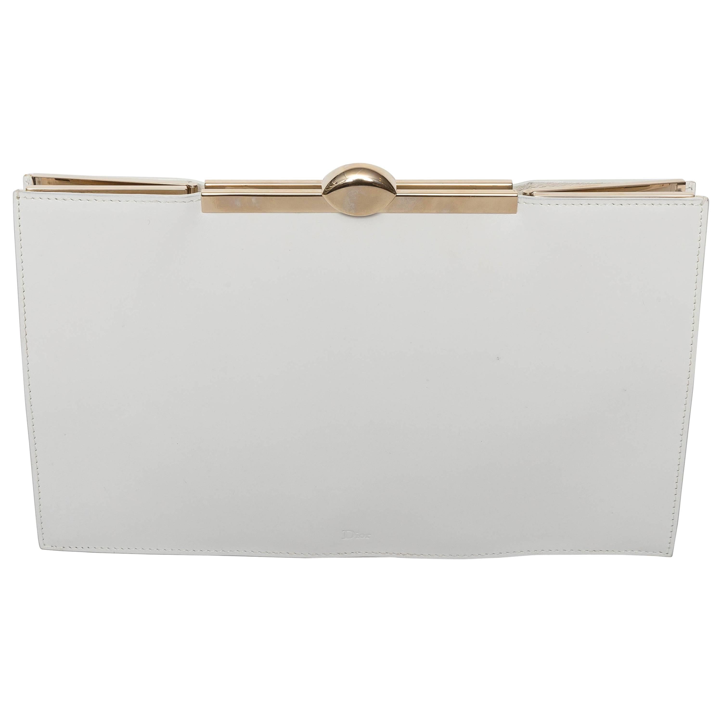 Dior "Pouch" in White Box Calf Skin