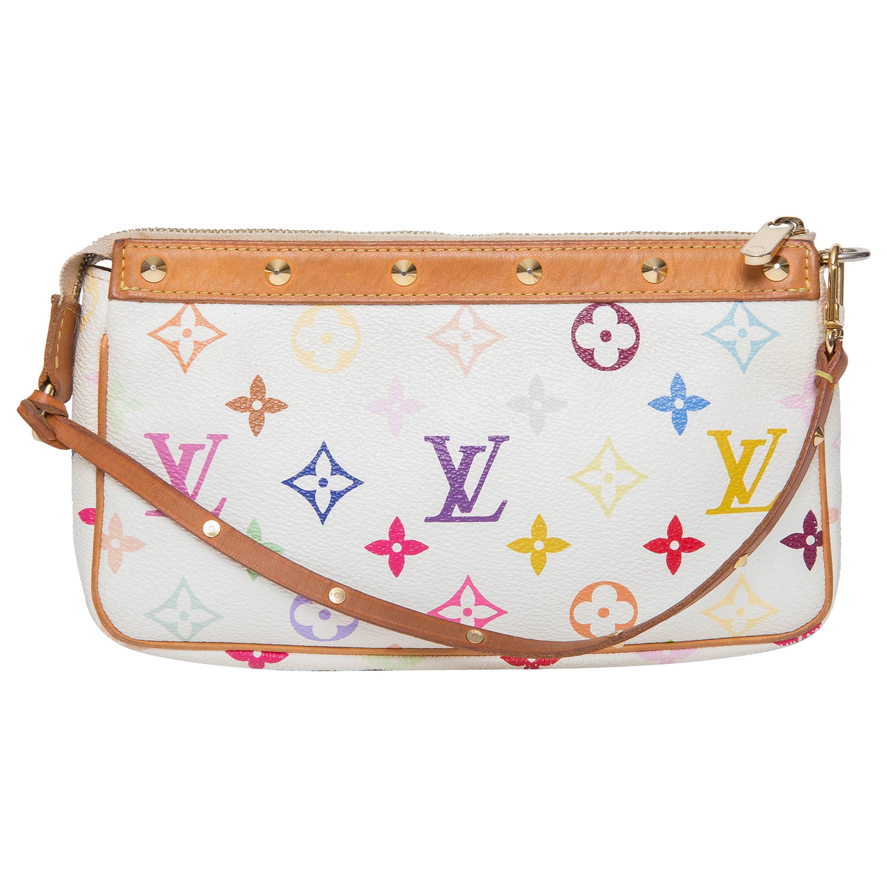 Louis Vuitton Murakami Multicolore Studded Pochette Handle Bag