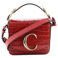 Chloe C Flap Bag Crocodile Embossed Leather Mini