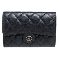 Chanel Black Caviar Leather Medium Flap Wallet