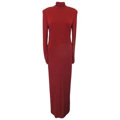 New Akris Runway Rust-Red Column Gown with Drape 3