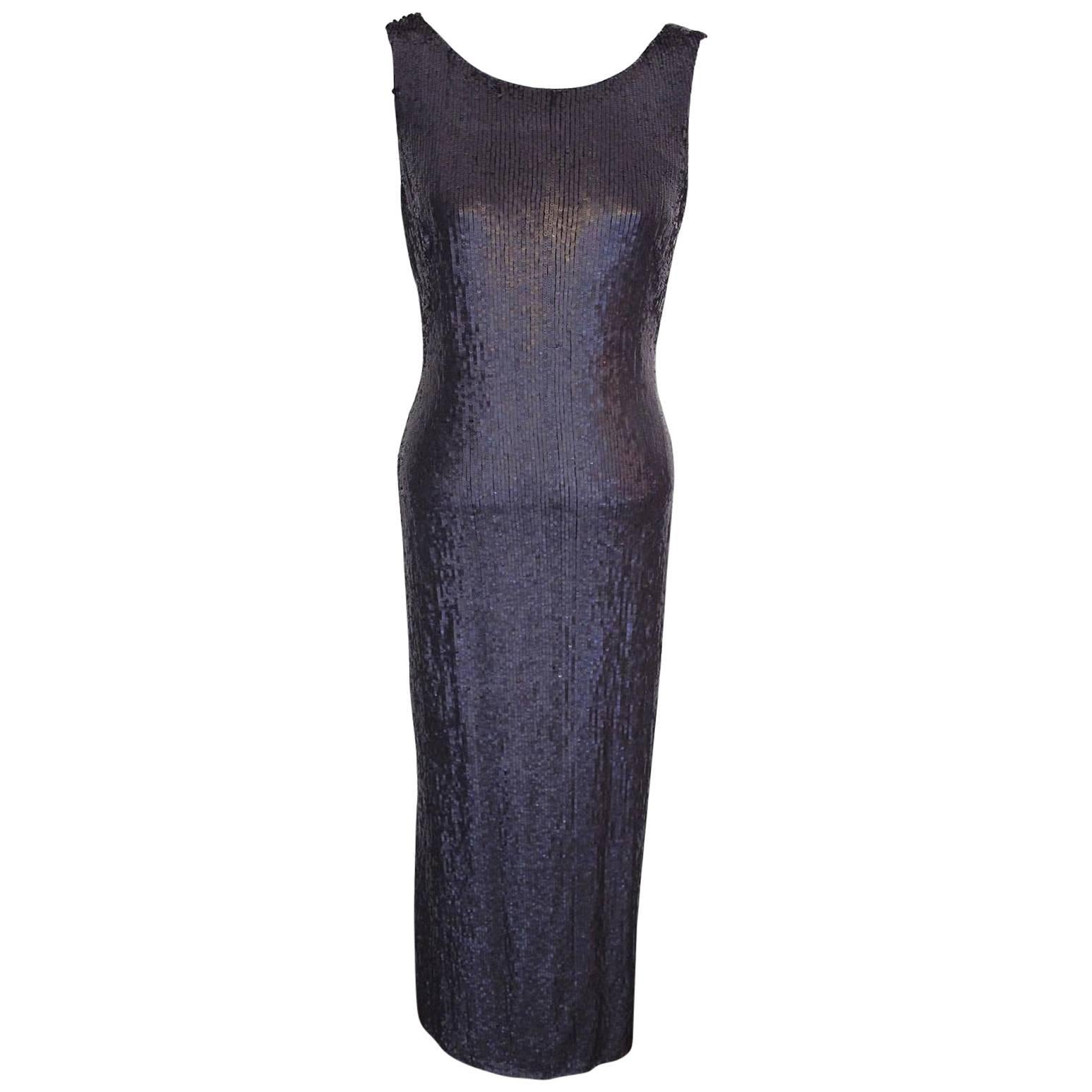 Tom Ford Iconic Plum Sequin Sleeveless Column Evening Gown For Sale