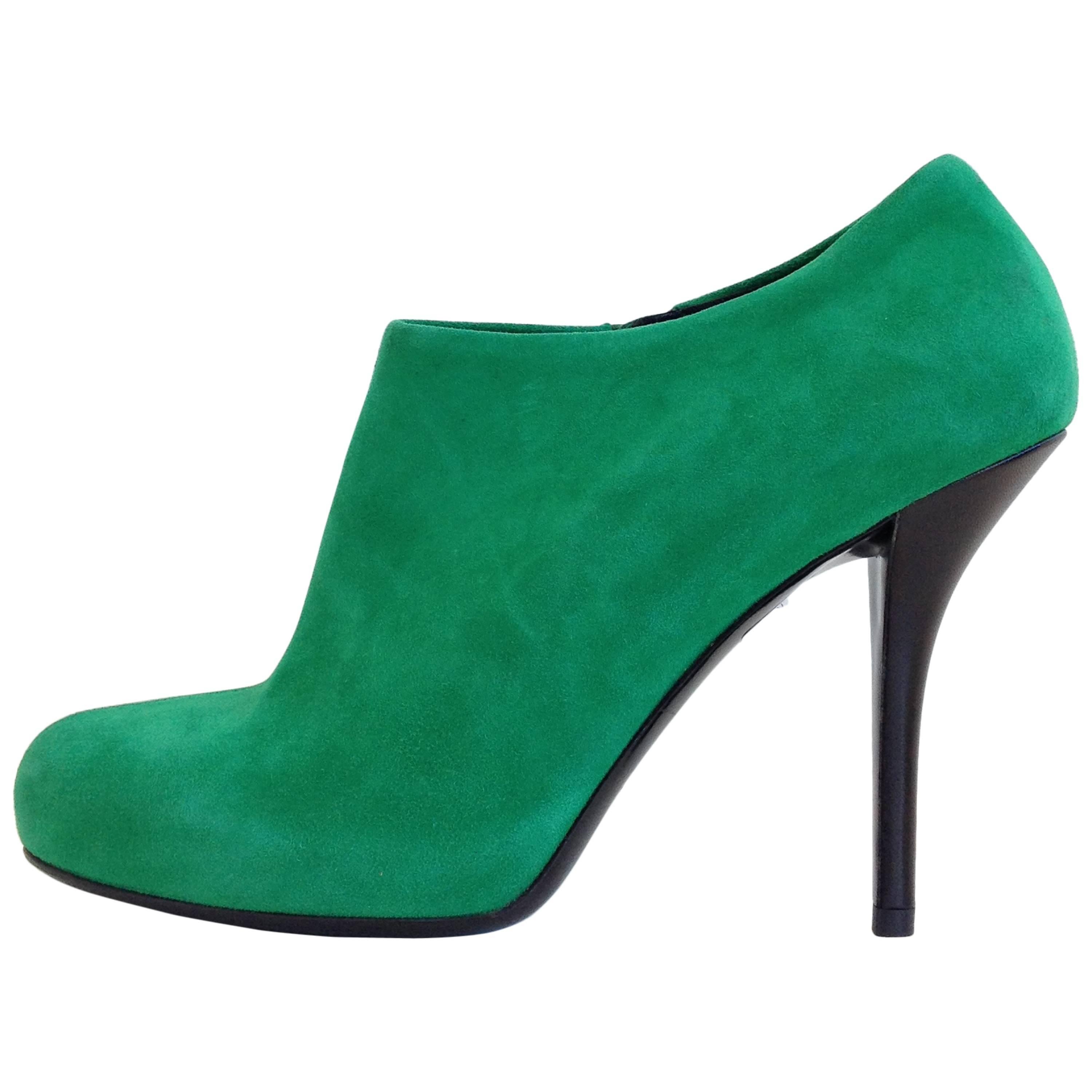 Balenciaga Green Suede Booties For Sale