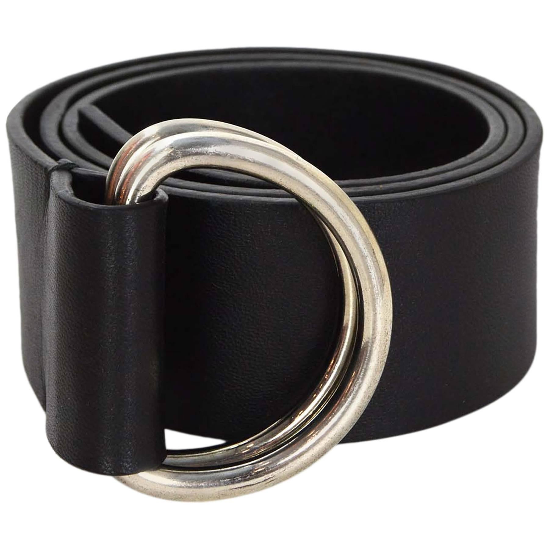 Prada Black Leather Belt sz 85 SHW