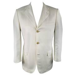 GUCCI Men's 40 Regular Cream Silk / Linen Sport Coat