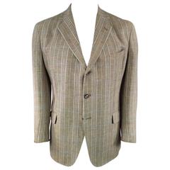 Luciano Barbera Men's Brown Linen / Wool Sport Coat, 
