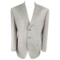 BRIONI Men's 46 Regular Oatmeal Silk / Wool Sport Coat