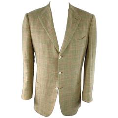KITON 44 Regular Khaki Linen Sport Coat