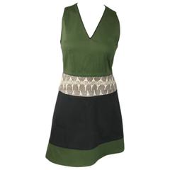 PROENZA SCHOULER Size 4 Green & Black V Neck Python Sleeveless Dress