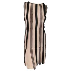 BEHNAZ SARAFPOUR Size 8 Pink & Black Silk Lace & Ribbon Striped Cocktail Dress