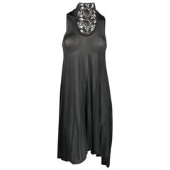 ALEXANDER MCQUEEN Size XS Sheer Black Lace Bib A Line Cocktail Dress