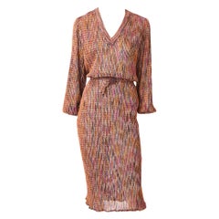 Missoni 70's Copper Lurex Knit Belted Dress 