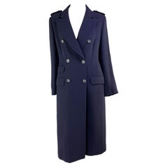 F/W 1996 Gucci by Tom Ford Kate Moss Navy Wool Runway Full Length Trench Coat 