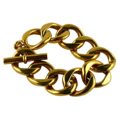 Chanel Vintage Classic Gold Toned Curb Chain Bracelet