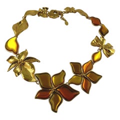 Jean Louis Scherrer Vintage-Halskette mit Blumenmuster