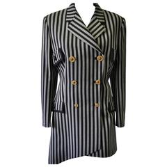 Very Rare Gianni Versace Couture Metallic Thread Striped Asymmetrical Jacket 12