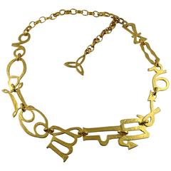 Kenzo Vintage Gold Toned Zodiac Belt Necklace