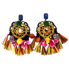 Dolce & Gabbana Multi-Color Ruota Carretto Tasseled Earrings