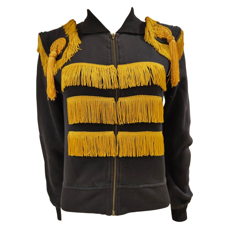 Moschino black gold fringes sweater  For Sale