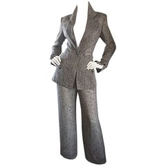Jean - Jean-Louis Scherrer Coture numerato Vintage Gray Le Smoking Pant Suit Ensemble