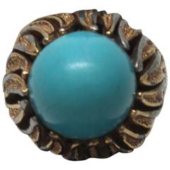 Vintage 1960s Panetta Turquoise Stone Modernist Cocktail Ring