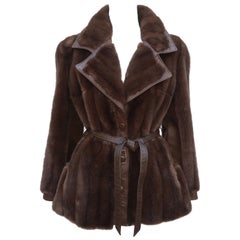 Lilli Ann Brown Faux Fur & Leather Jacket, 1960's