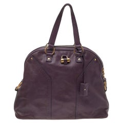 Yves Saint Laurent Purple Leather Oversized Muse Satchel