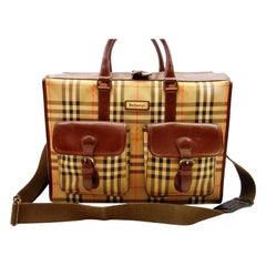 Vintage Burberry Beige Nova Check 2way Attache Briefcase Bag with Strap 240167