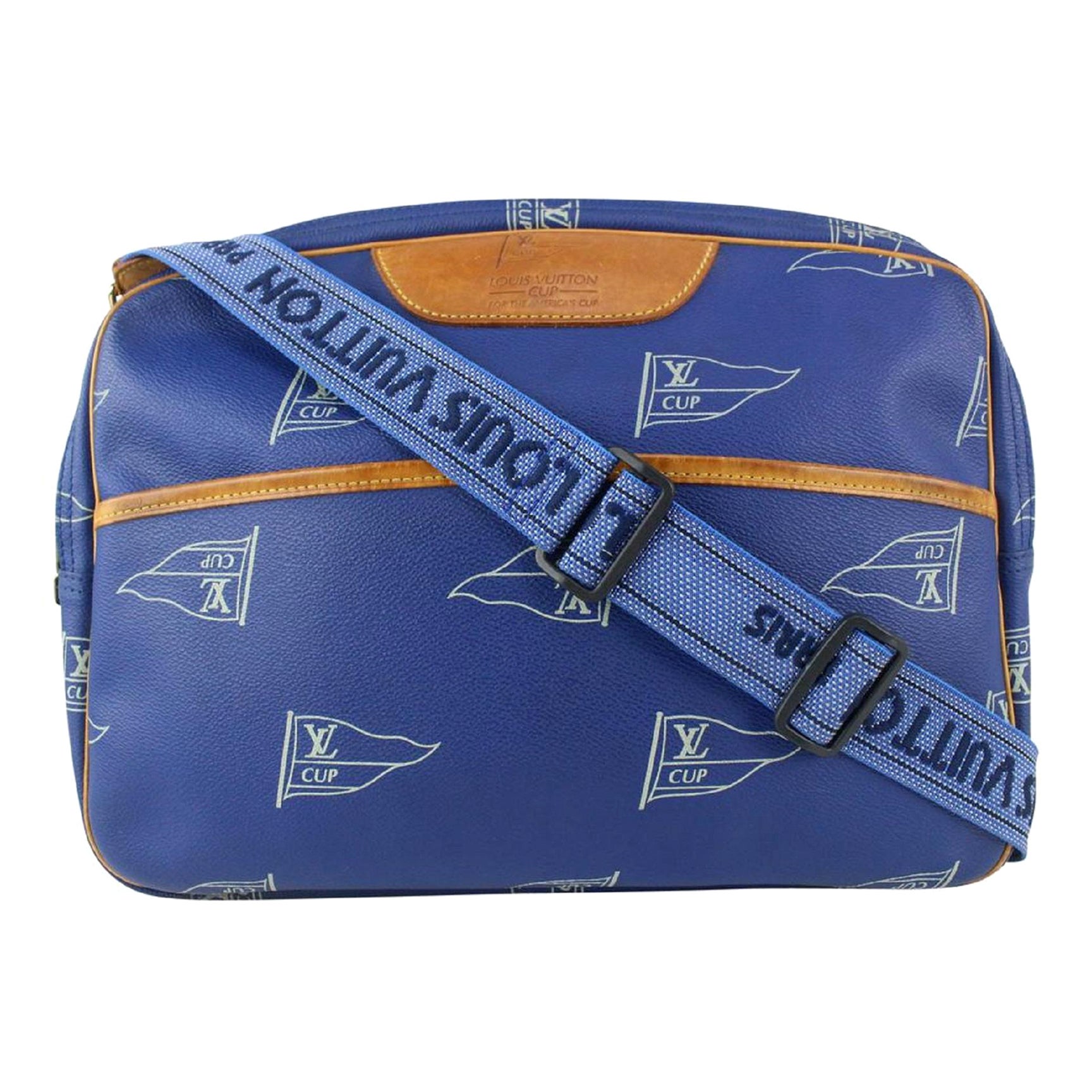 Louis Vuitton 1991 LV Cup Blue Monogram Sail Sac Cowes Messenger Bag 826lv89  