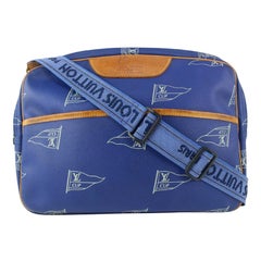 Vintage Louis Vuitton 1991 LV Cup Blue Monogram Sail Sac Cowes Messenger Bag 826lv89  