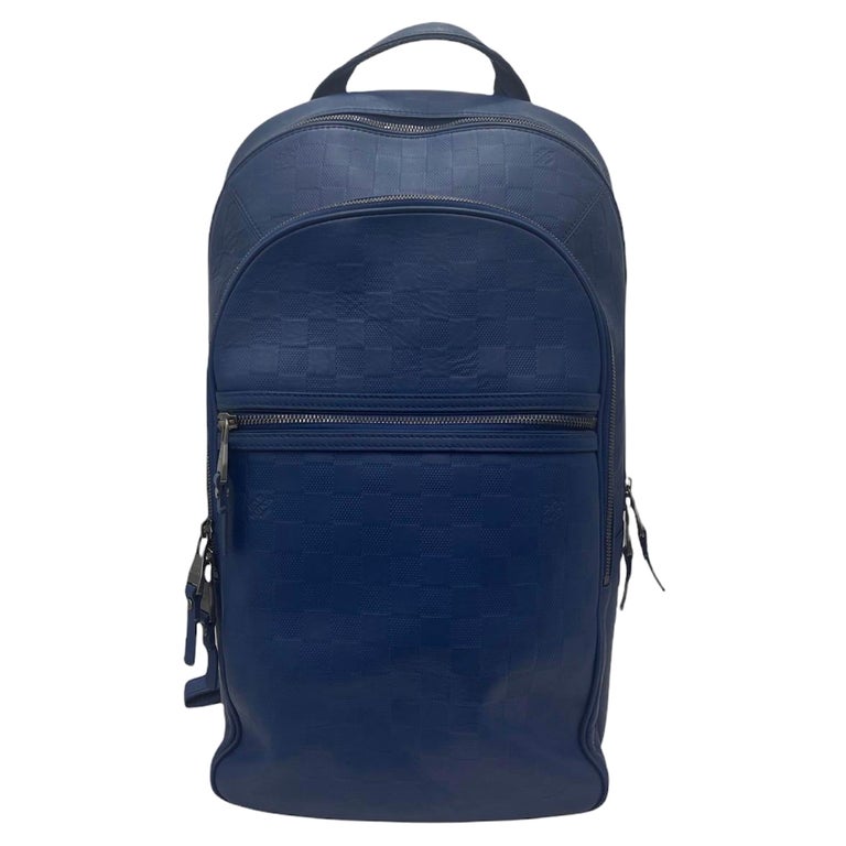 Louis Vuitton Blue Leather Michael BackPack For Sale at 1stDibs