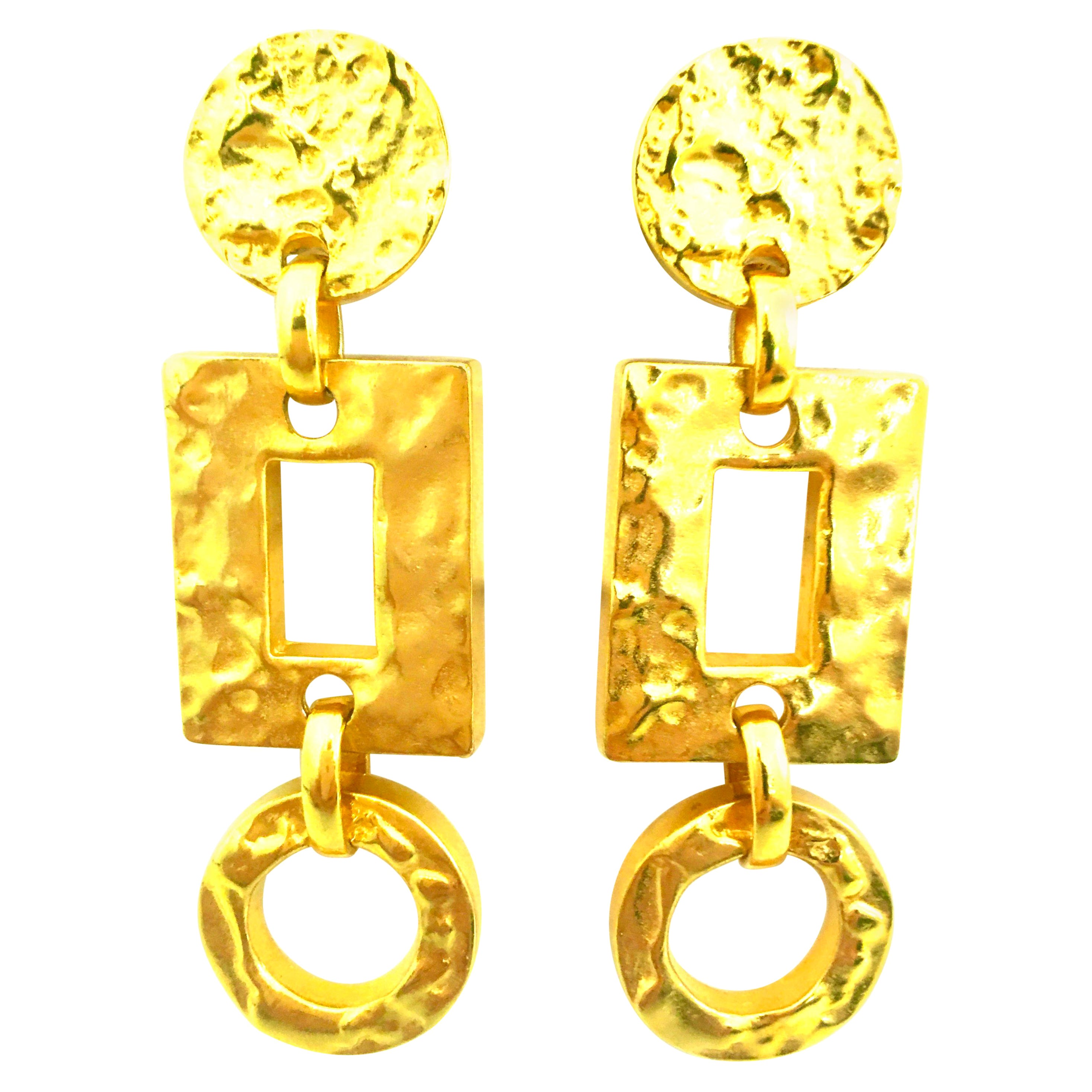 21st Century Michael Kors Gold Plate Monumental Pair Of Dangle Earrings For Sale