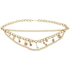 Gold Plated Belt, hanging with Faux pearls 9