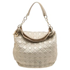 Dior Gold Quilted Cannage Leather Large Soft Lady Dior Hobo