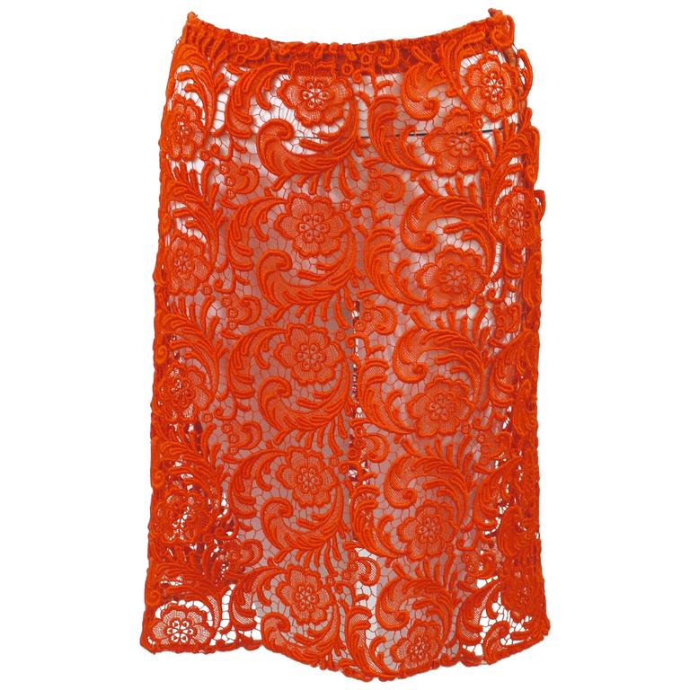 prada orange skirt