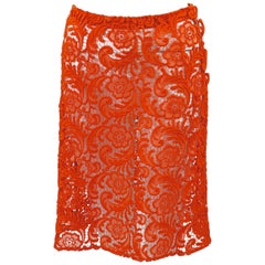  Fall 2008 Prada Orange Guipure Lace Skirt Runway Look #20